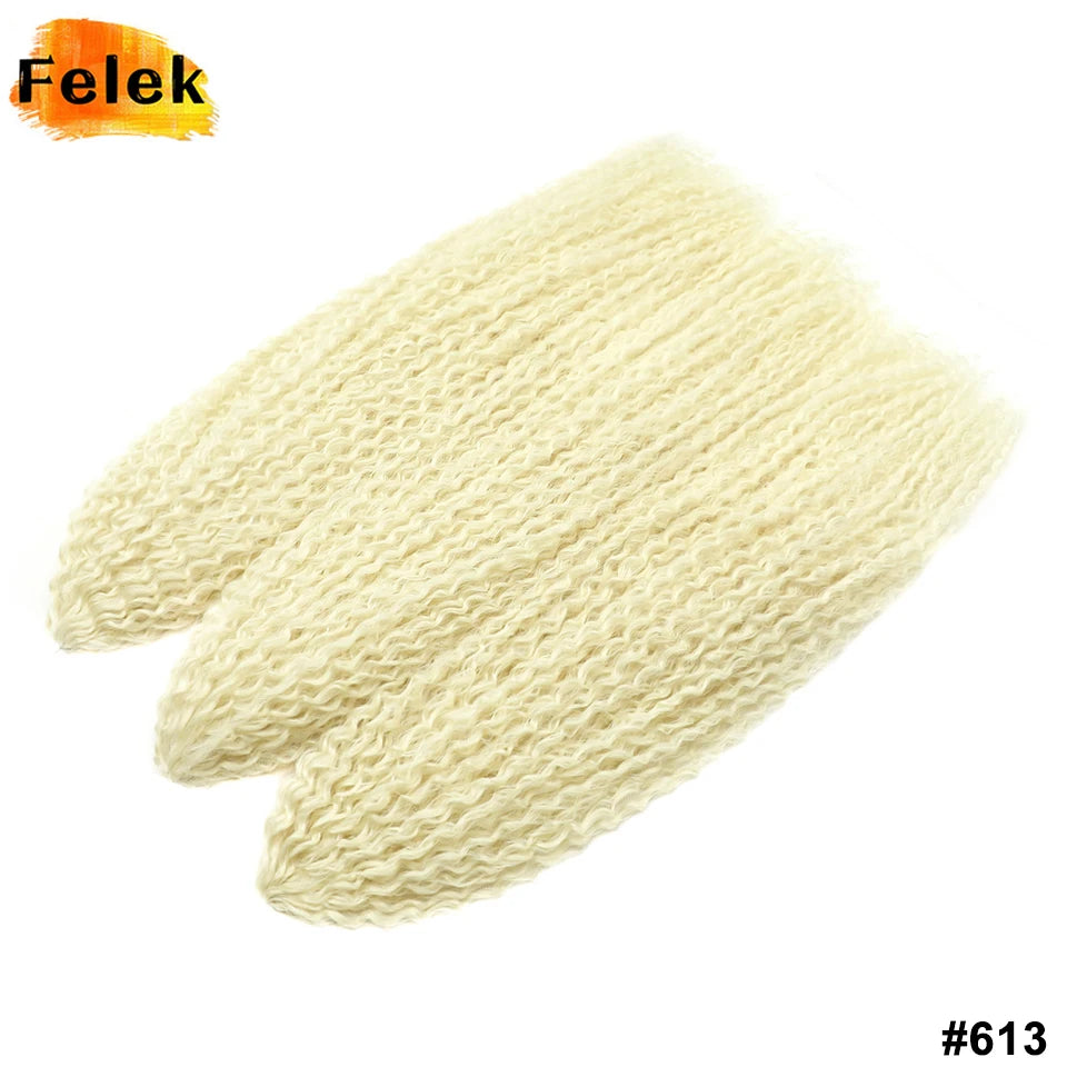 3-7Pcs Synthetic Brazilian Crochet Braids Hair for Women 20-28" Ombre White African Curls Kinky Curly Braiding Hair Extensions