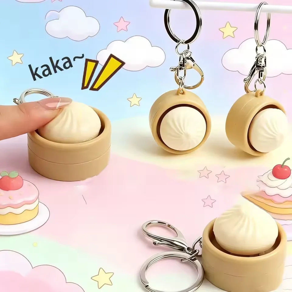 2026 Simulation Dumpling Keyboard Clicker Stress Relief Toy LED Glowing Cute Dumpling Keychain for GiftBags Pendant Party Favors