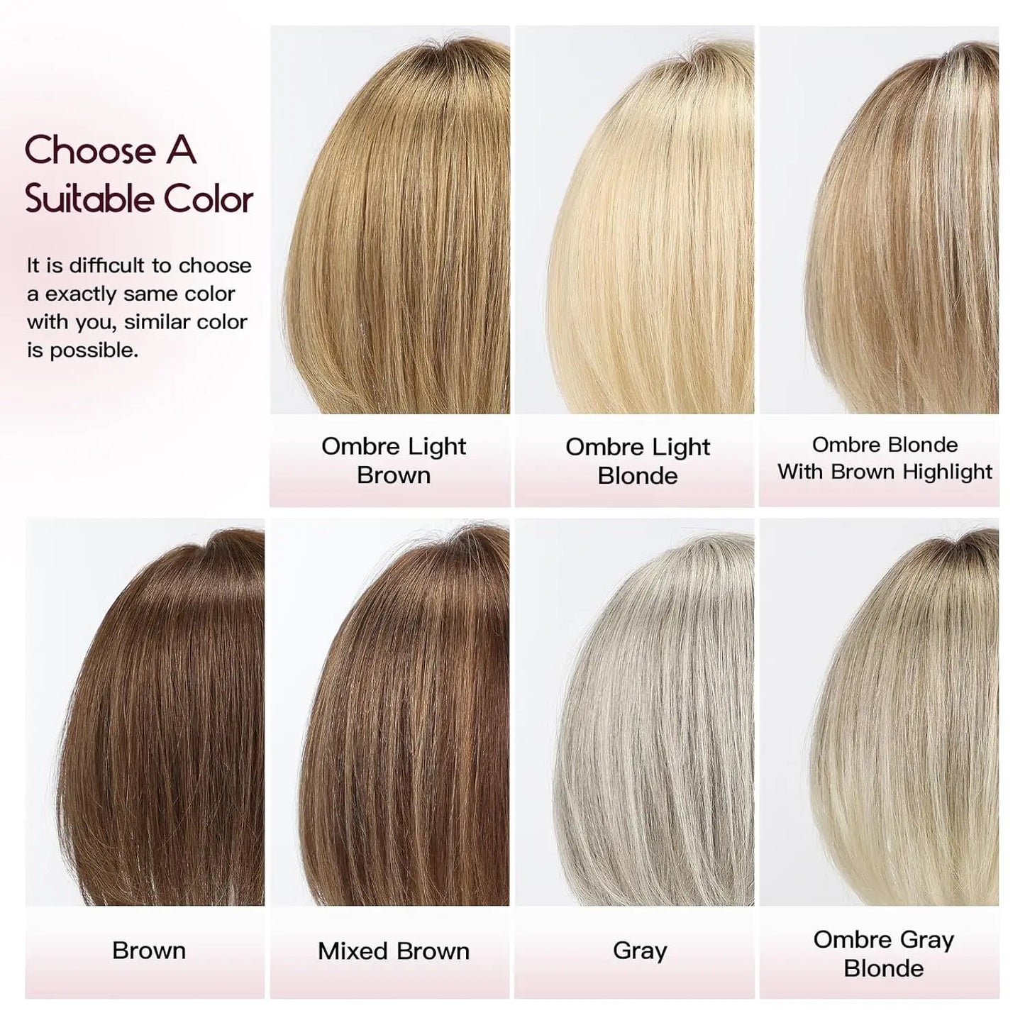 Ombre Gray Blonde Real Human Hair Toppers 6.5*6.5inch Large Base 4Clips Topper 10inch Hair Topper for Women with Bangs Side Part