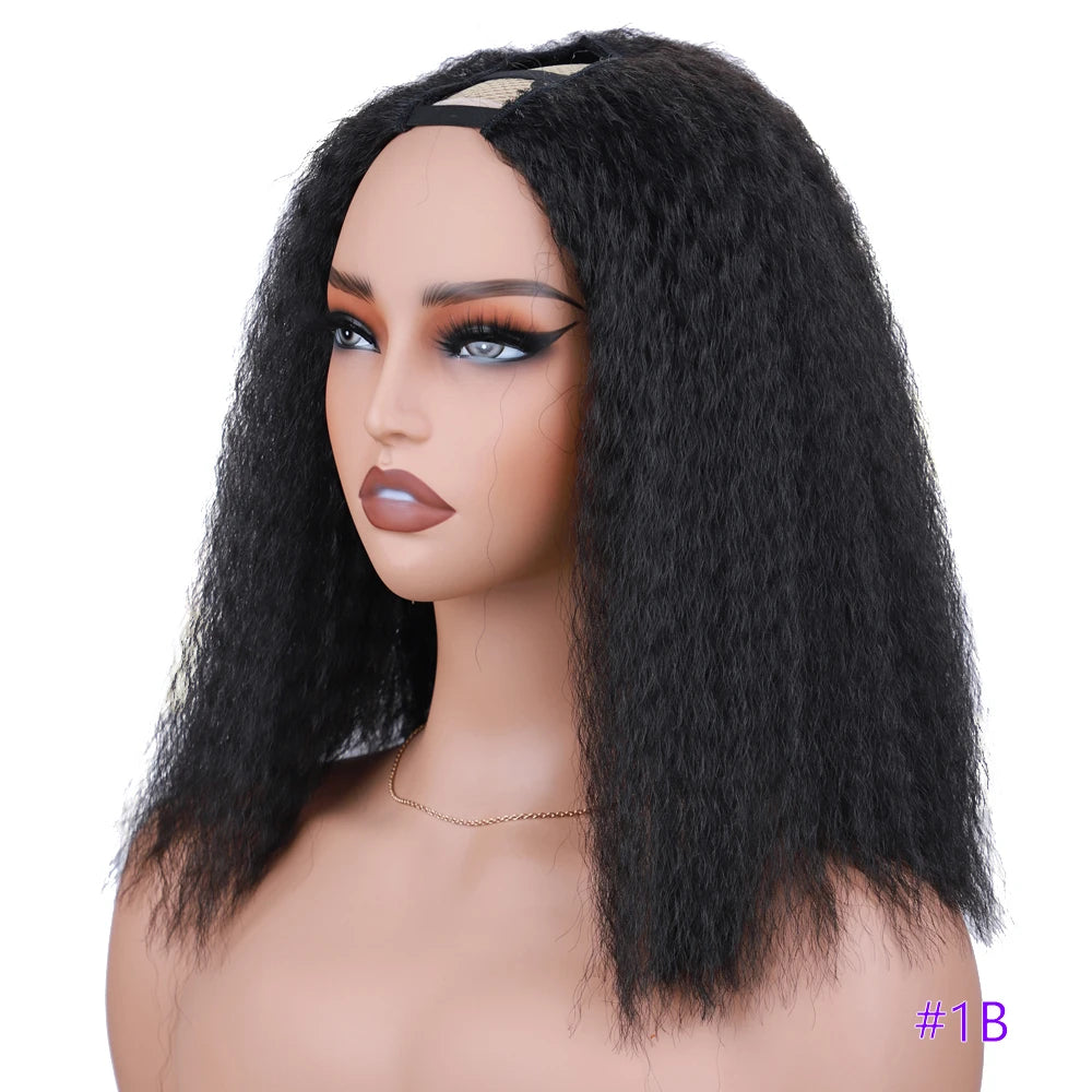 Synthetic Kinky Curly U Part Wigs Afro Kinky Synthetic Hair Wigs U Part Wigs for Women Black Kinky Curly Synthetic Puffy Hair