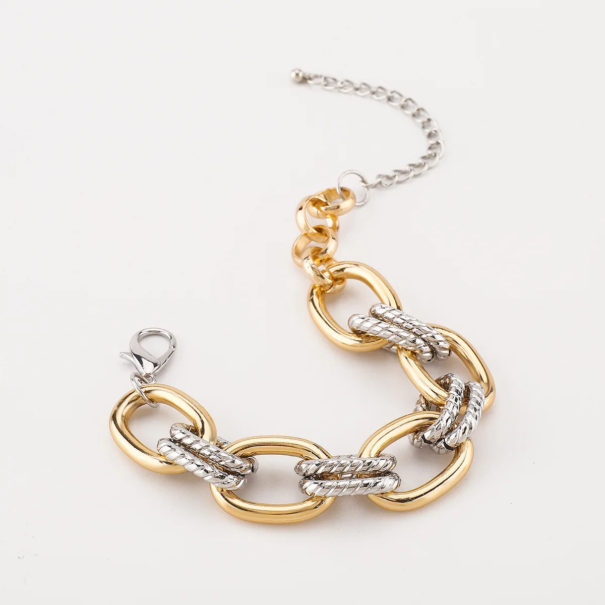 Fashion Personalized Jewelry Sets Women Geometric Metal Color Block Chain Necklace Bracelet Set Elegant Banquet Jewelry Gifts