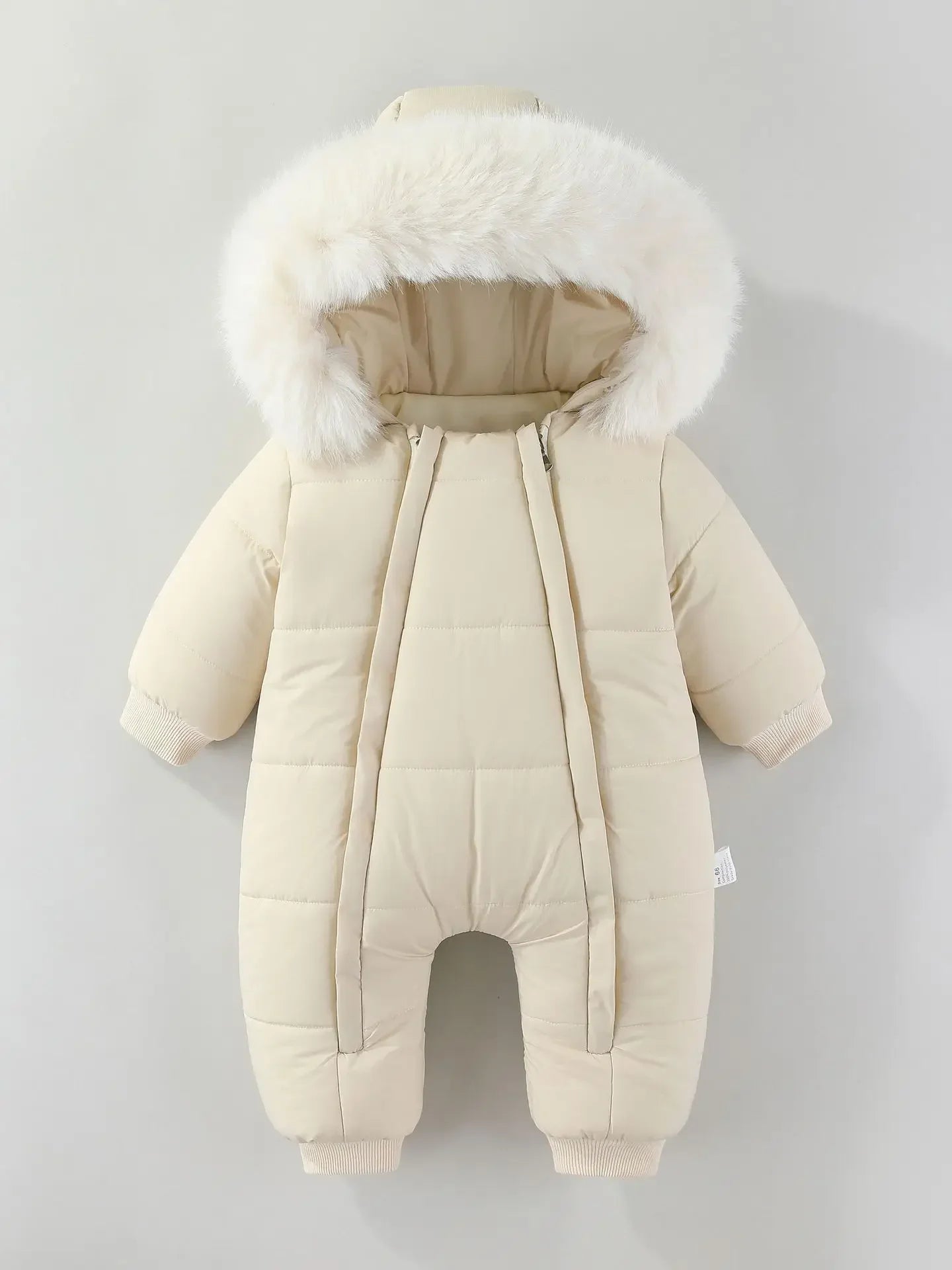 Newborn Baby Winter Snowsuit Furry Hooded Double Zipper Boys Girls Cotton Padded Jumpsuit 0-2Y Kids Warm Outwear Romper