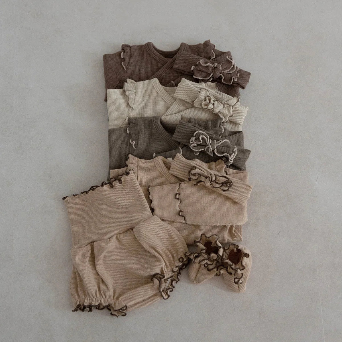 6738 Baby Clothing Set 2025 Autumn New Baby Girl's Home Suit Flying Sleeve Top+High Waist Belly Shorts Pajamas Set