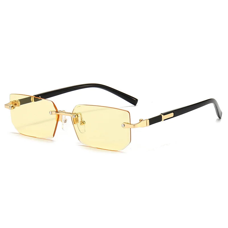 Rimless Sexy Sunglasses Rectangle Fashion Popular Women Men Shades Small Sun Glasses for Female Male Traveling Oculos