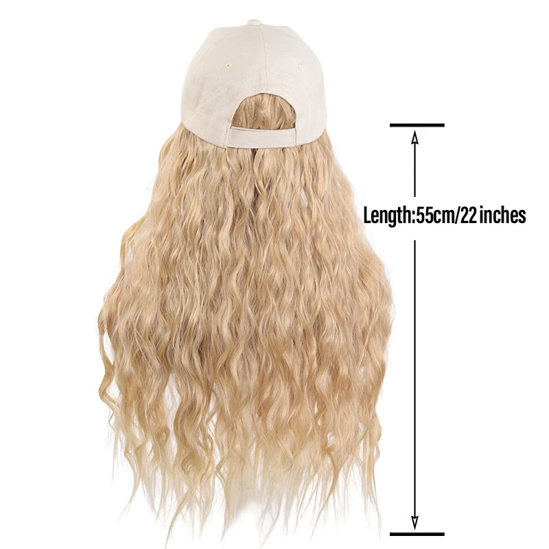 Box Braids Cornrow Wig in Beige Baseball Cap – Synthetic Fiber Wig Hat, Trendy Hairpiece for Casual & Party Looks