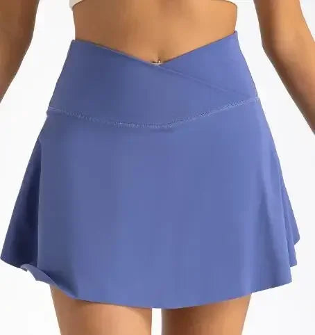 Sexy Gym Tennis Skirt Woman Summer Skinny Stretch Activewear Running Pockets Skirt Compression High Waist Shorts 2024