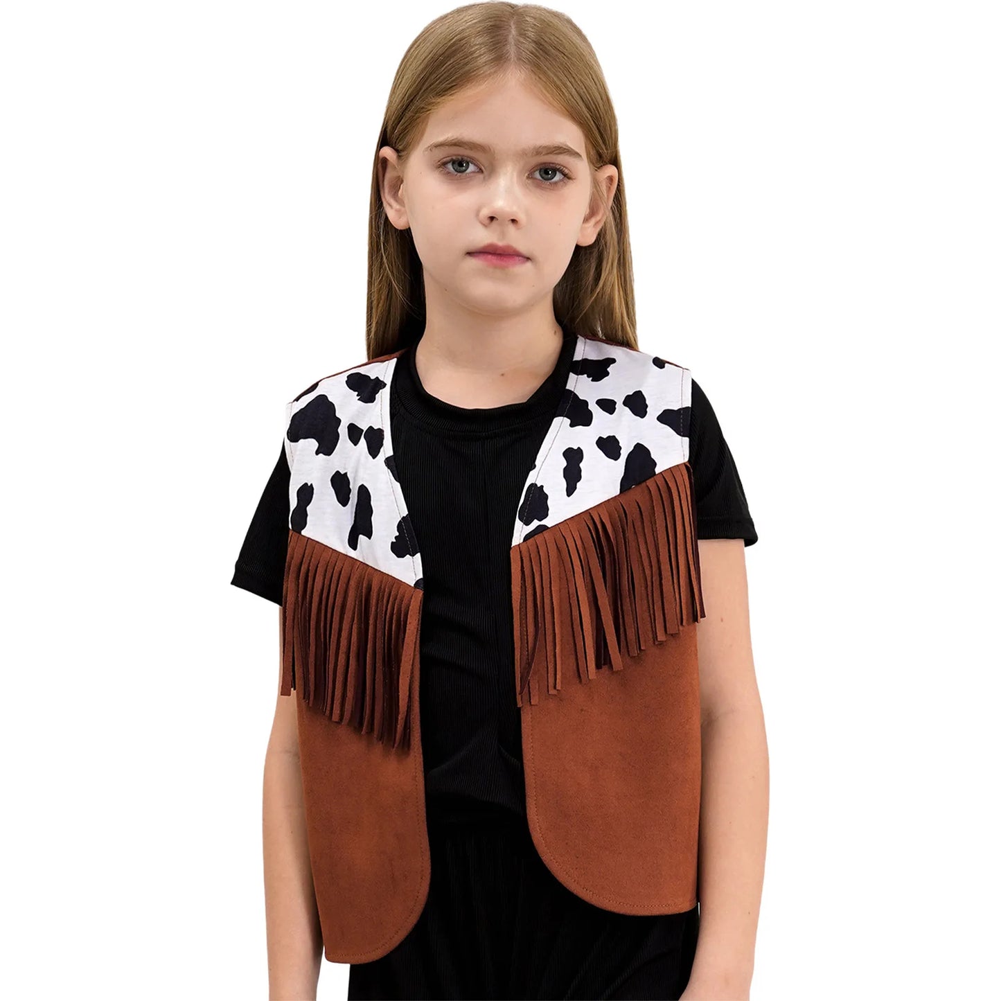 Kids Girl Boy Fringed Vest for Carnival Theme Party Tassels Top Open Front Waistcoat Child Halloween Western Cowboy Costumes