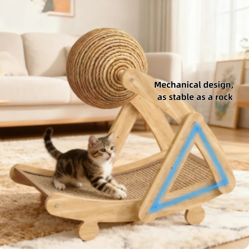 2 In 1. Cat Scratching Ball Wooden Cat Scratcher. Natural Sisal Scratch Board Scratching Column, Wear-Resistant Paw Wood Scraper