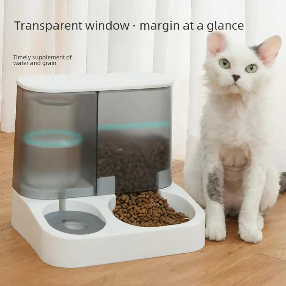Automatic Dog Water Feeder Integrated Large 2.8L Capacity Transparent Visual Food Storage Bowl Pet Dog Cat Bowl