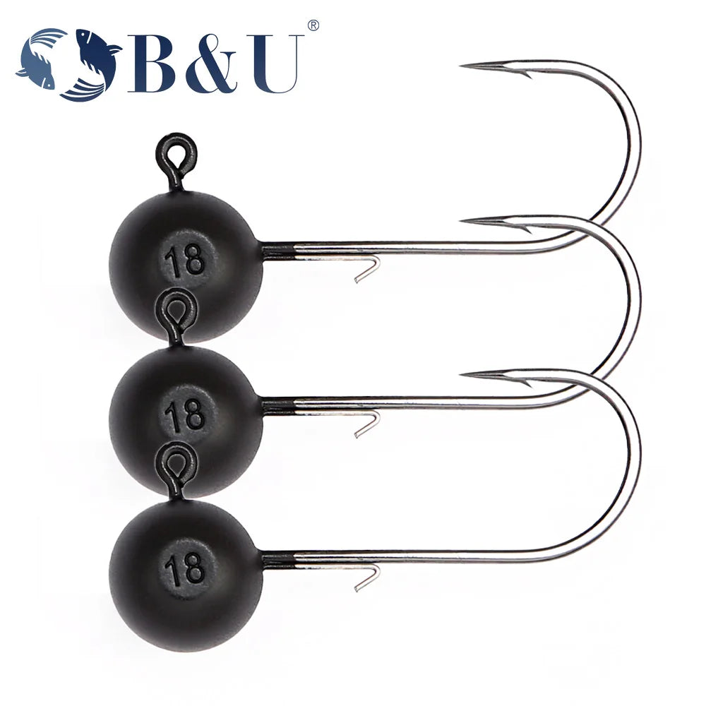 B&U Tungsten Jig Head Fishing Hook Barbed Fishhook Fishing Tackle Accessories Kit Pesca Pike Bass Swimbait Fishhooks