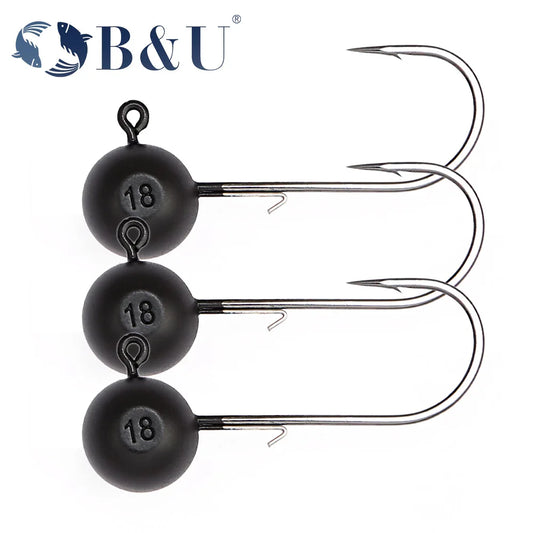 B&U Tungsten Jig Head Fishing Hook Barbed Fishhook Fishing Tackle Accessories Kit Pesca Pike Bass Swimbait Fishhooks