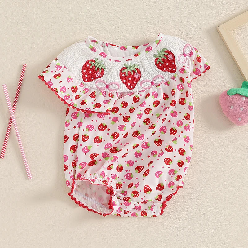Newborn Baby Girls Watermelon Romper Fly Sleeve Ruffle Rompers Sleeveless Babydoll Collar Bodysuits Summer Clothes