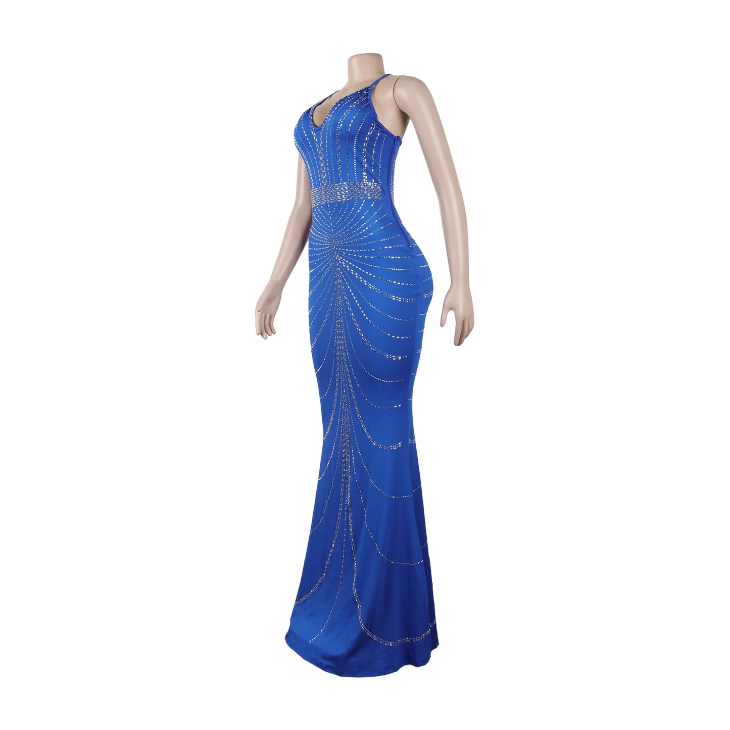 Sparkling Solid Color Hot Diamond Sheer Mesh Long Skirt, Elegant and Luxurious Spring Women's Cocktail Dress, Celebrity Clothing