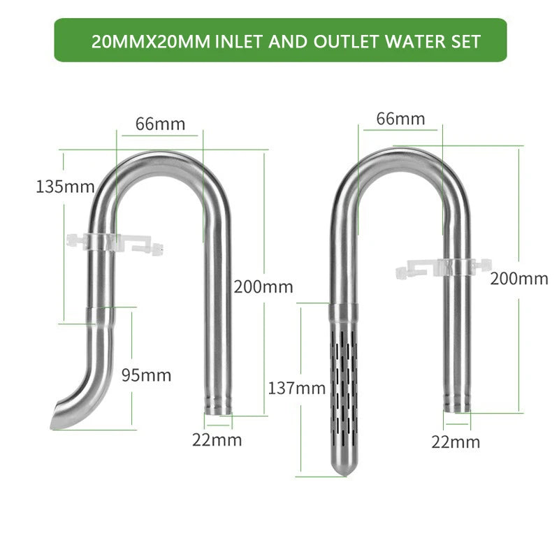 WYIN Aquarium filter stainless steel filter tube oil film outlet docking inner diameter water pipe 12-16-20MM fish tank filter