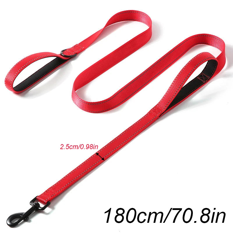 Dog Leashes Outdoor Travel Dog Training Chain Heavy Duty Double Handle Lead for Control Safety Nylon Dog Leash Training Control