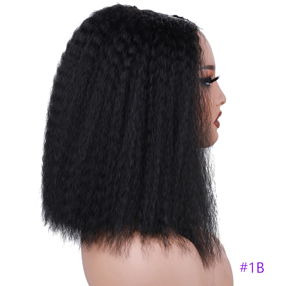 Synthetic Kinky Curly U Part Wigs Afro Kinky Synthetic Hair Wigs U Part Wigs for Women Black Kinky Curly Synthetic Puffy Hair