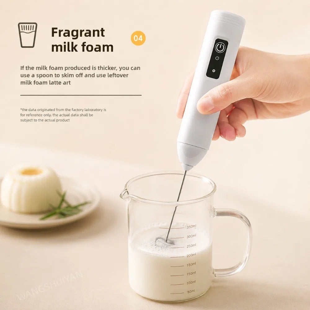 MINI Milk Frother USB Rechargeable 3 Speeds Foam Maker Coffee Whisk Mixer Electric Handle Blender Egg Beater