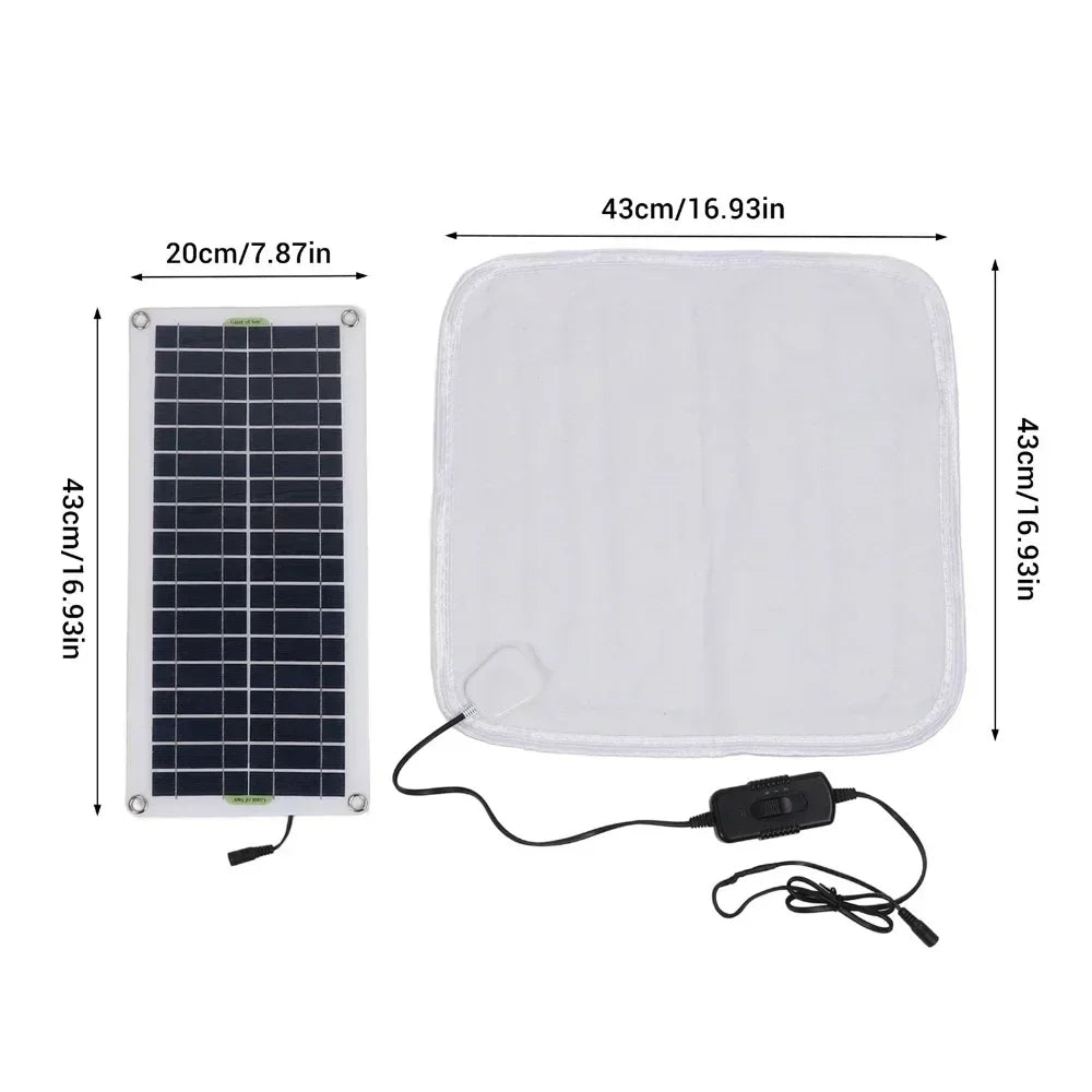 Solar Power Electric Heating Blanket for Winter Pets Warm Pad Protable Cat Dog Bed Warmer Heating Pad 12V 50W Solar Power Panel
