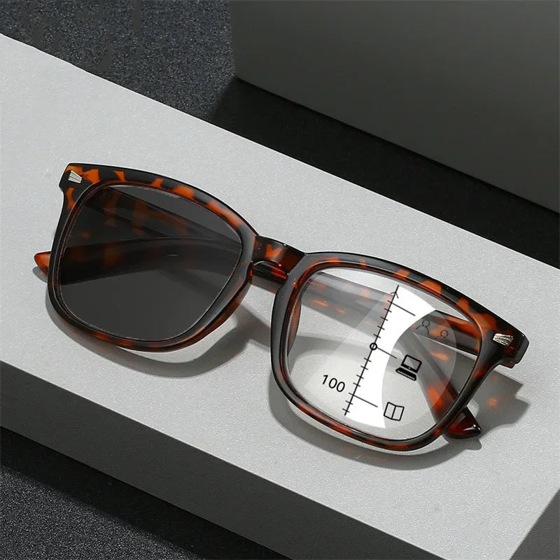 Intelligent Color Changing Near Far Sight Glasses High Definition Eye Protection Photochromic Goggle Uinsex Multifocal Eyeglass