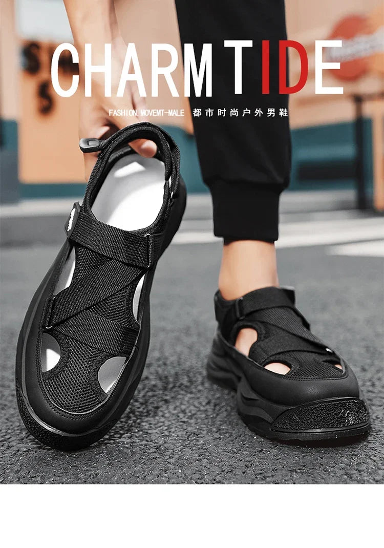 2025 NEW Height Platform Street Male Shoes Non-slip Thick Soled Sports Slides Light Outdoor Hiking Shoes Summer Men's Sandals