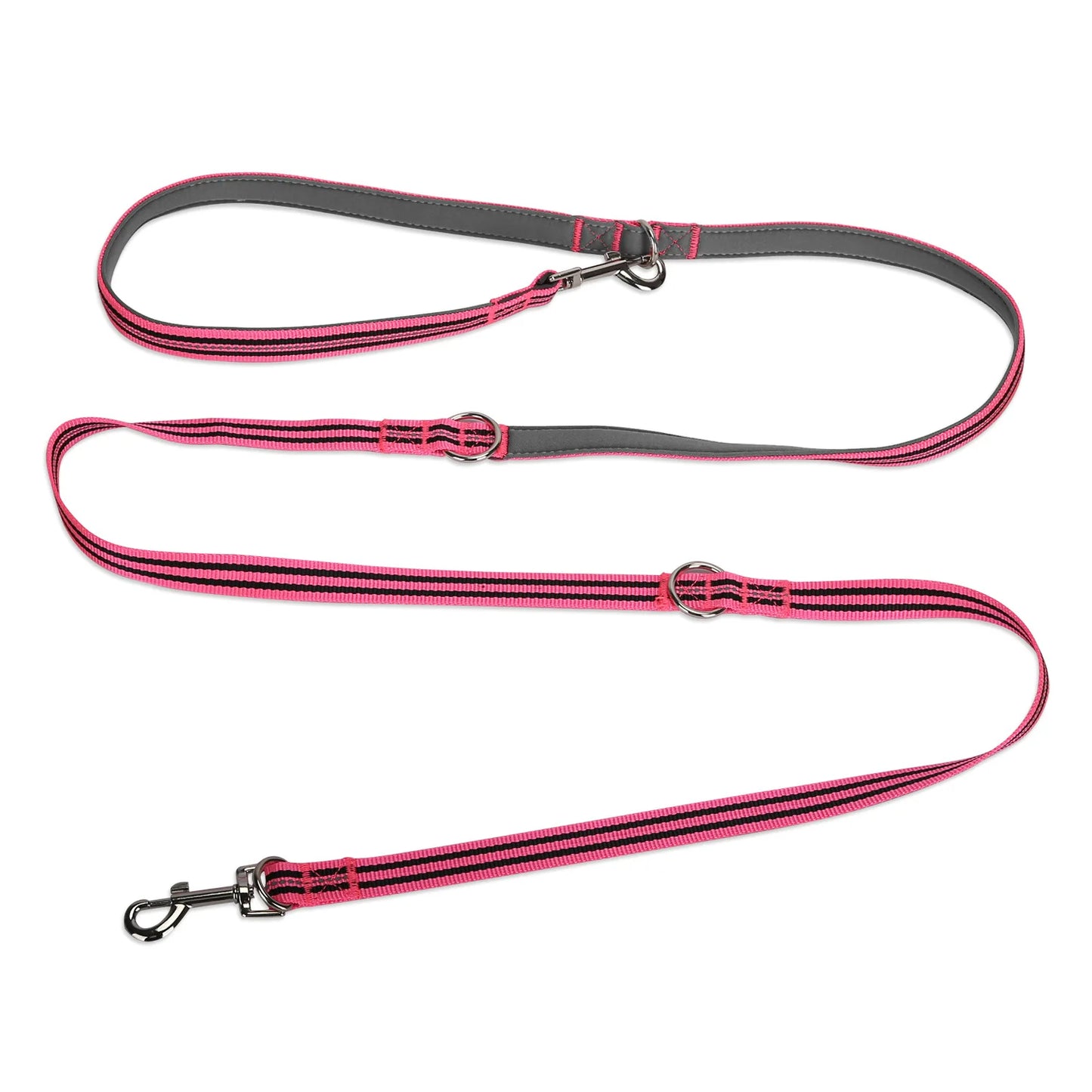 Crossbody Dog Leash Versatile Crossbody Waist Leash with 3 Rings Puppy Walking Leash Reflective Nylon Multifunctional Pet Rope