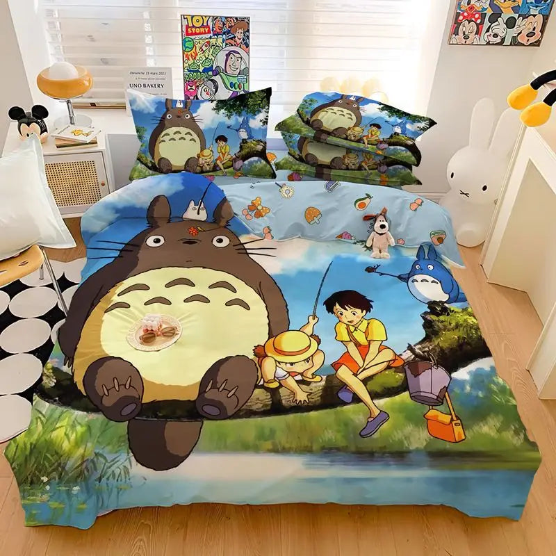 3D Exquisite Cartoon Print Duvet Cover My Neighbor T-Totoro Bedding Set Comforter Bed Youth Home Decor Kids Boys Girls Gift