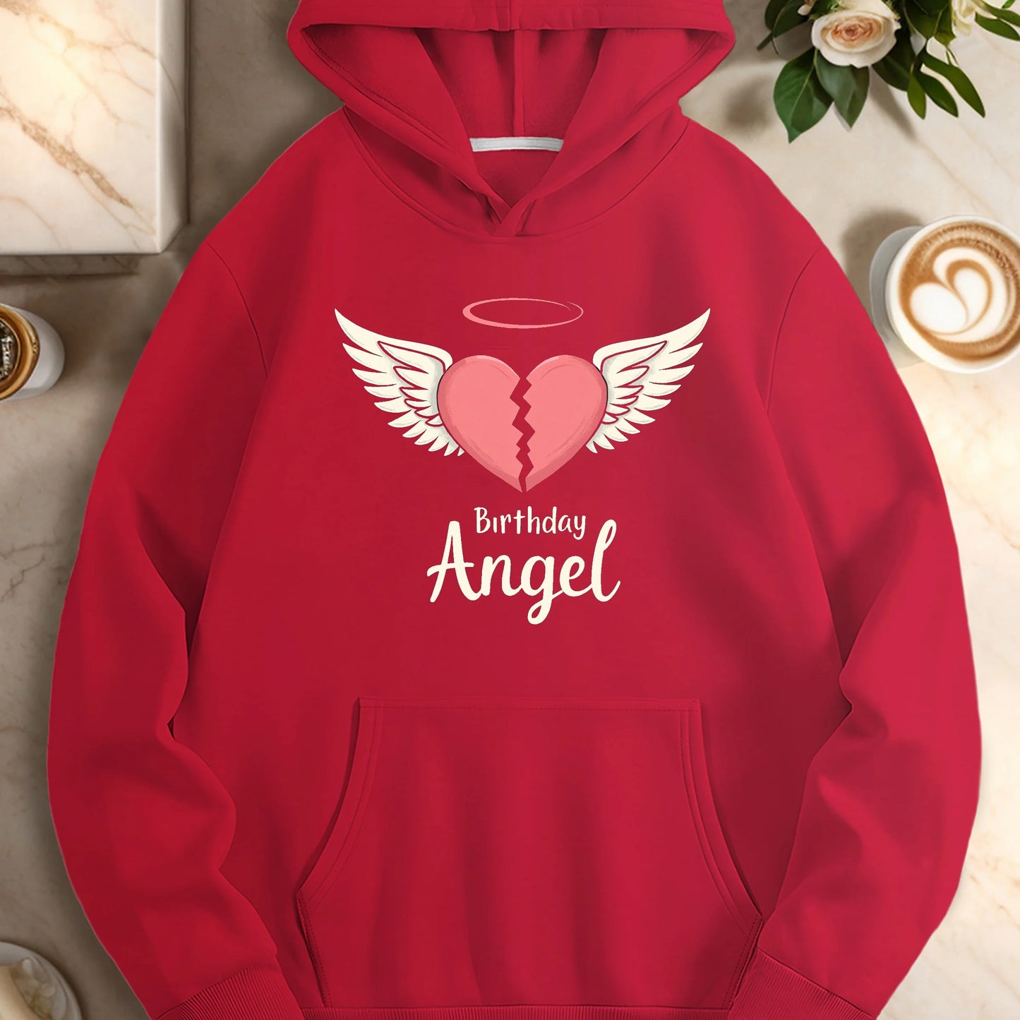 Heart Mom s Birthday Angel  women's casual hoodies