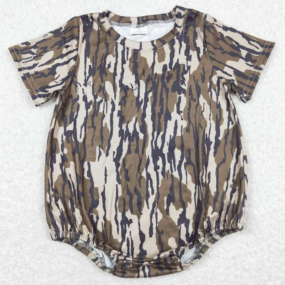 Hot Sale Kids Designer Clothes Boys Camo Branches Short Sleeve Rompers Boutique Infant Baby Boys Rompers Toddler Boy Jumpsuits