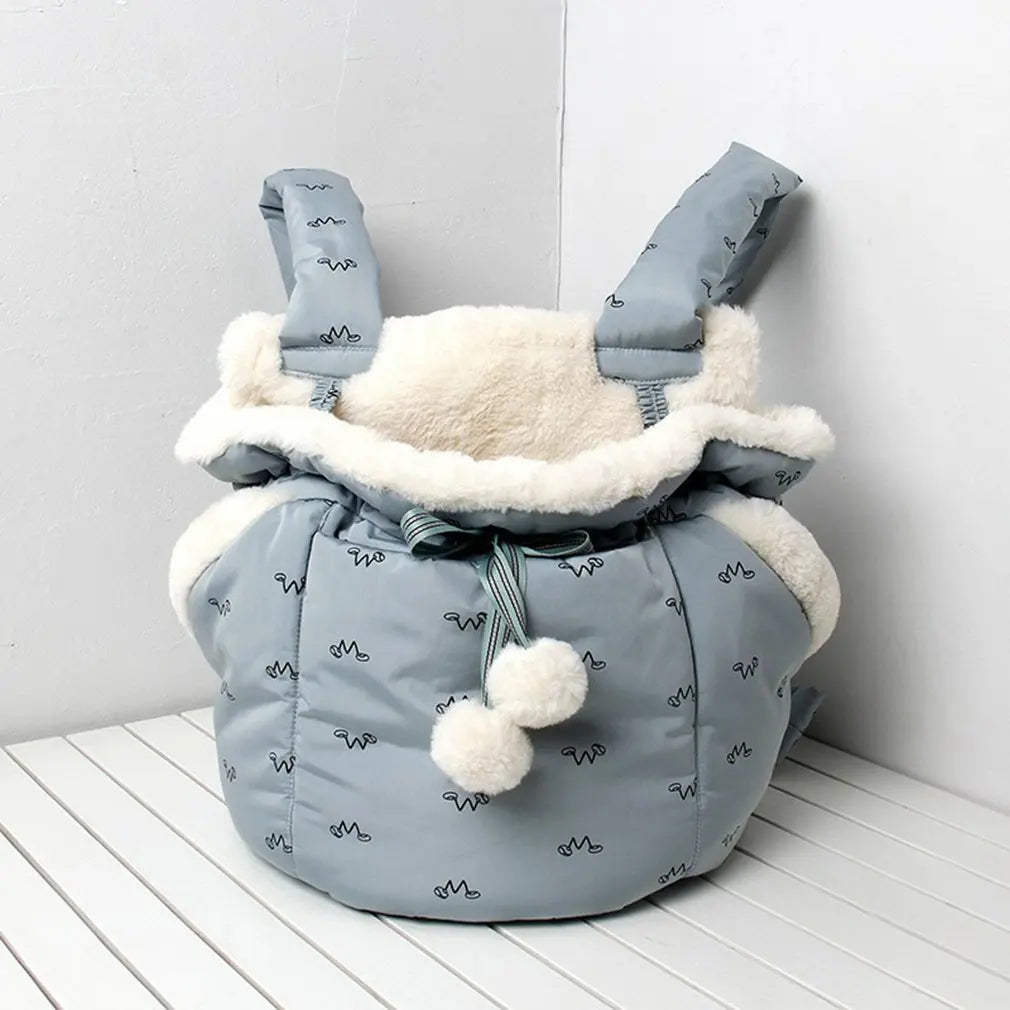 Pet Carrier Bag Winter Warm Small Cat Dogs Backpack Cat Carrier Outdoor Travel 6kg Load-bearing Plush Pets Cage