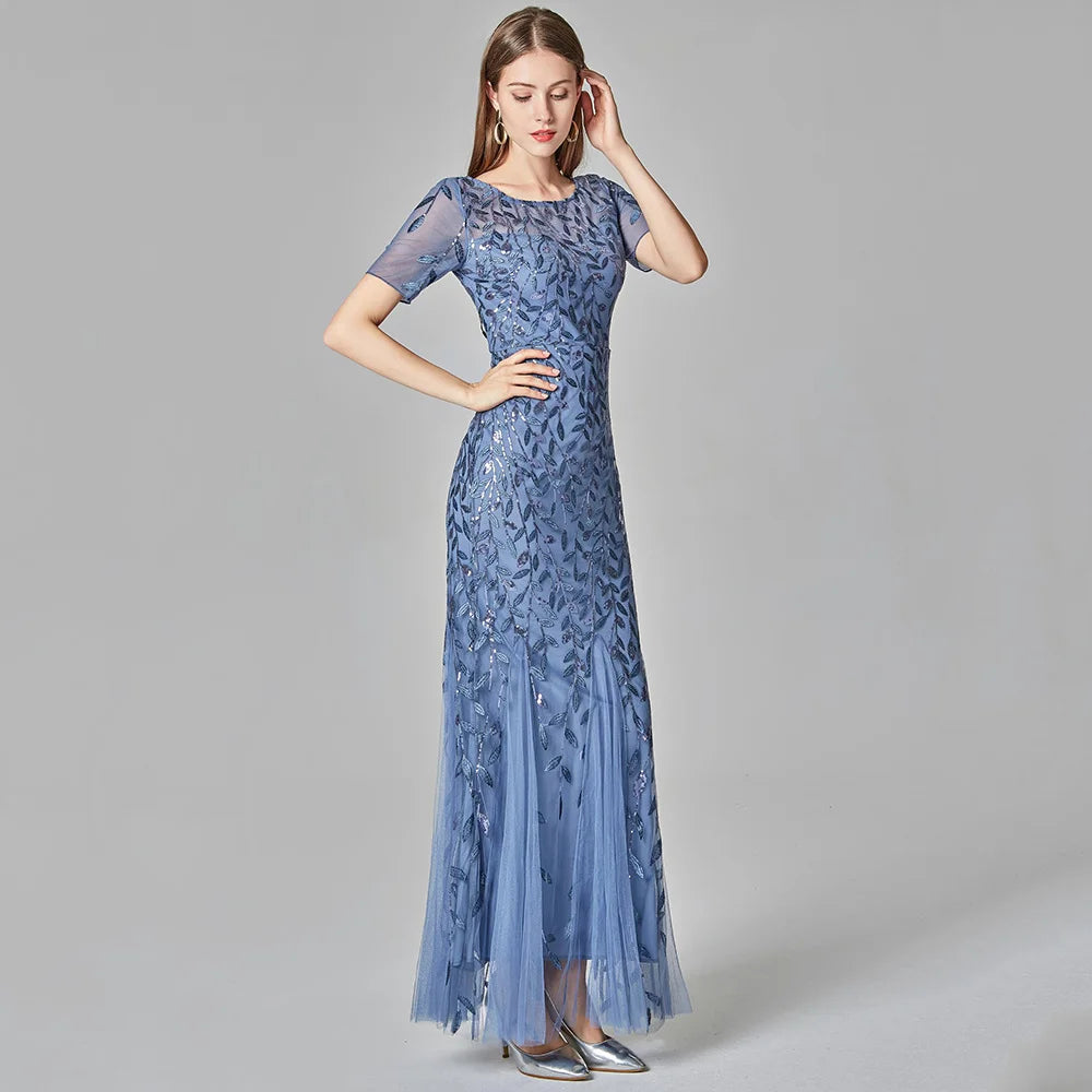 Sexy vintage Maxi Sequin cocktail Dress bridesmaid Prom Dresses for Women Casual Party Long sleeve club Bodycon Dress vestidos