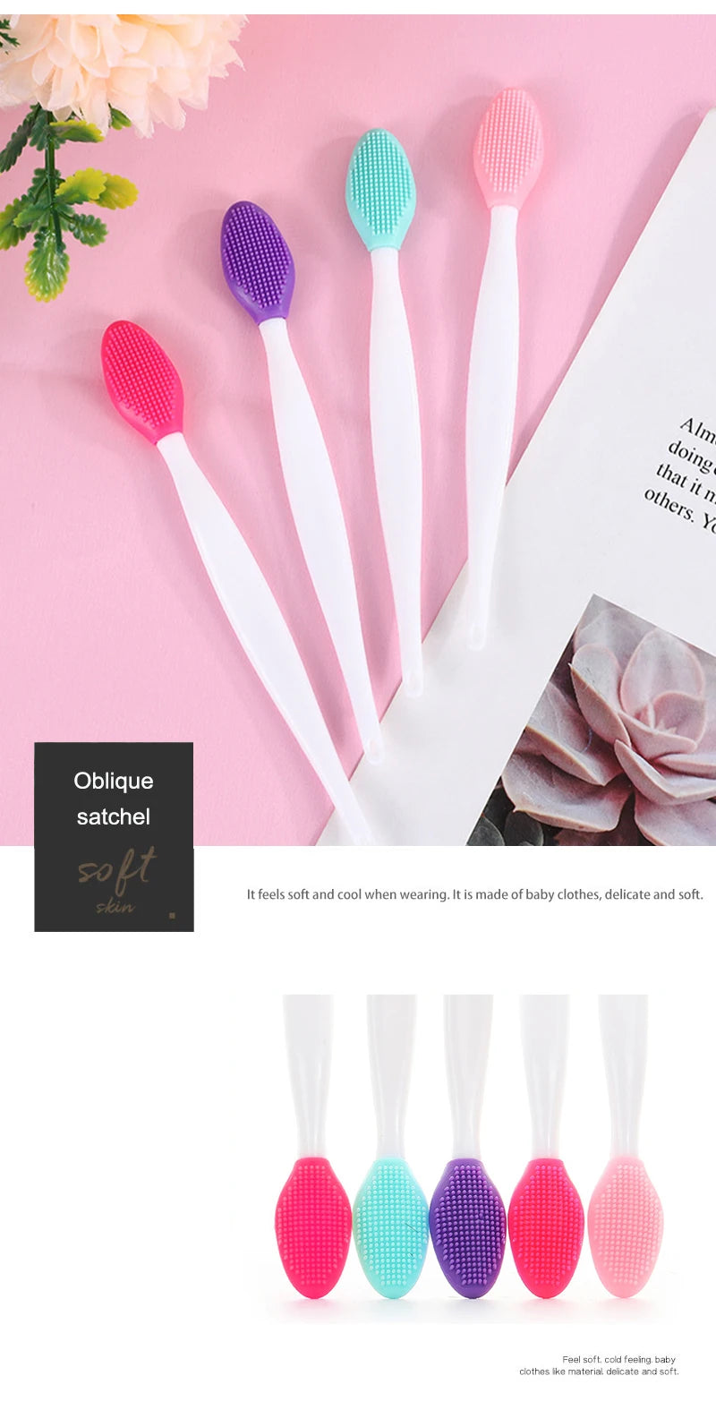 5 Pcs Lip Scrub Brush Silicone Brush Tool Double Sided Mini Exfoliating Brush Exfoliating Lip Brush Lip Scrub Tool for Dark Lips
