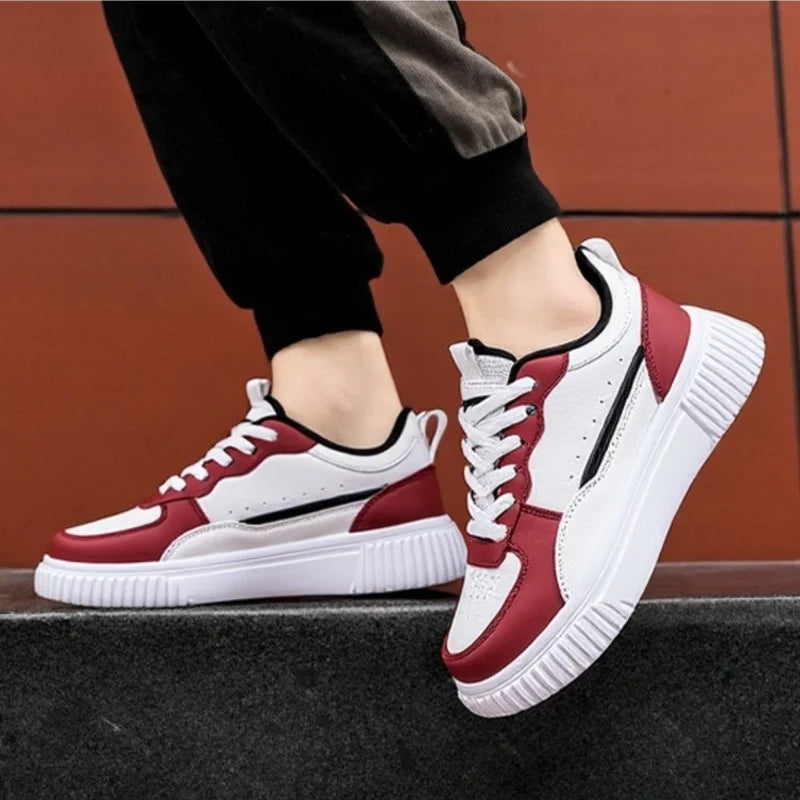 YRZL Fashion Leather Men Casual Shoes Lightweight Running Shoes Platform White Sneakers Outdoor Breathable Sport Shoes Shoes