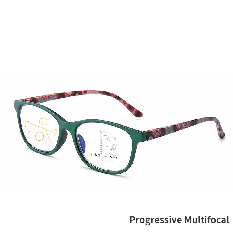 Progressive Multifocal Reading Glasses Women Anti Blue Light Presbyopia Eyeglasses Computer Eyewear Look Near Far +1.0 To +4.0
