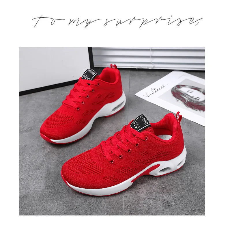 Women Mesh Breathable Casual Sneakers Lace-up Vulcanized Shoes Ladies Platform Sneakers Female Shoes Plus Size Zapatos De Mujer