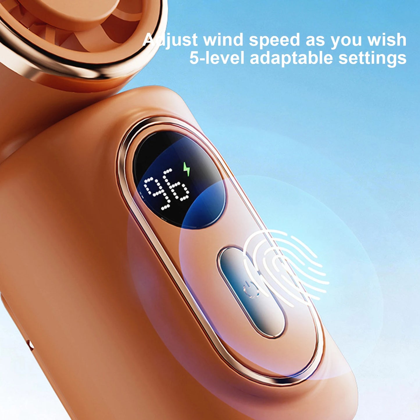 Portable Clip-On Mini Fans Adjustable 5-Speed Portable Fan with LED Display for Outdoor Travel Office Travel Accessories Gift