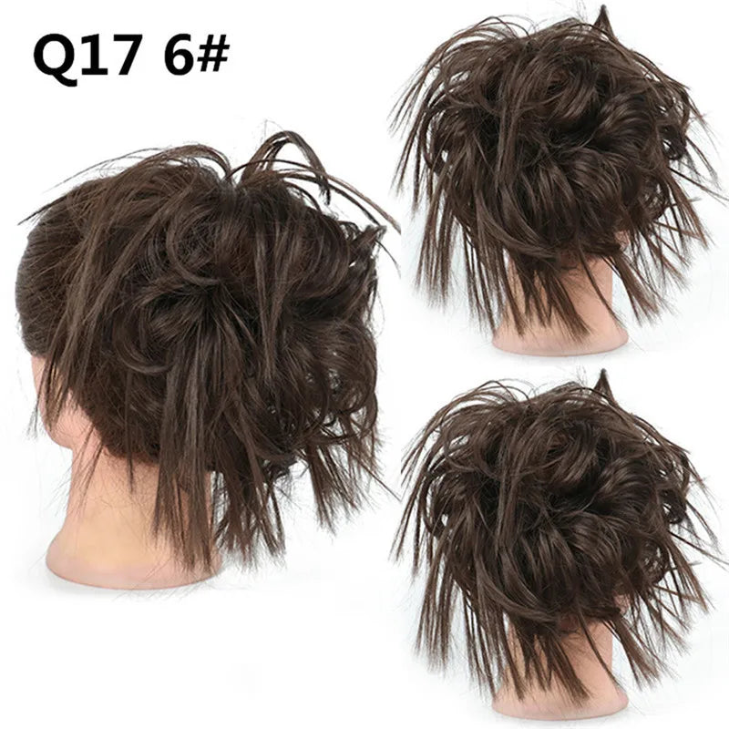 Synthetic Hair Bun Extensions Messy Curly Elastic Hair Scrunchies Hairpieces Synthetic Chignon Donut Updo Hair Pieces for Women