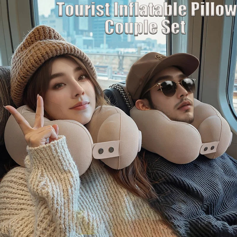 Travel Pillow Inflatable U-Shape Neck Pillow Portable Cervical Orthopedic Protection Airplane Neck Pillows Travel Essentials