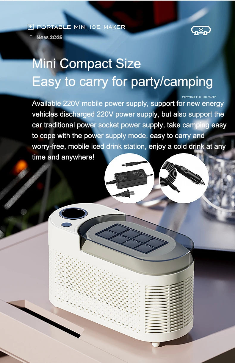 110V/220V Portable Small Ice Maker Mini Home Dormitory Office Camping 12V Car Cube Ice Automatic Ice Making Box Ice Machine