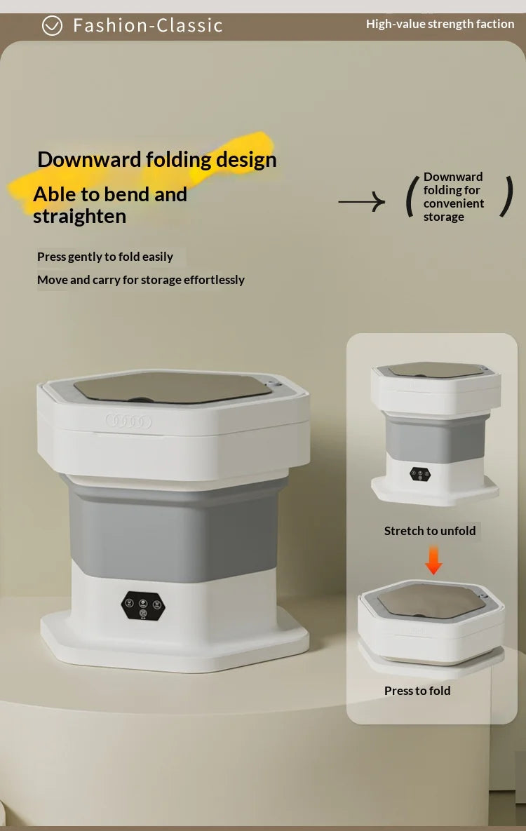 New Mini Folding Washing Machine Household Small-sized Washing Machine Socks Underwear Pants Also Capable Dehydrating White
