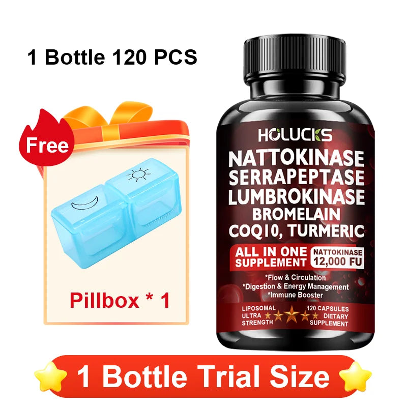 Liposomal Enzyme Blend Capsules Nattokinase Vitamin C B6 Magnesium, Support  Vascular, Enhance Digestion & Circulation  Health