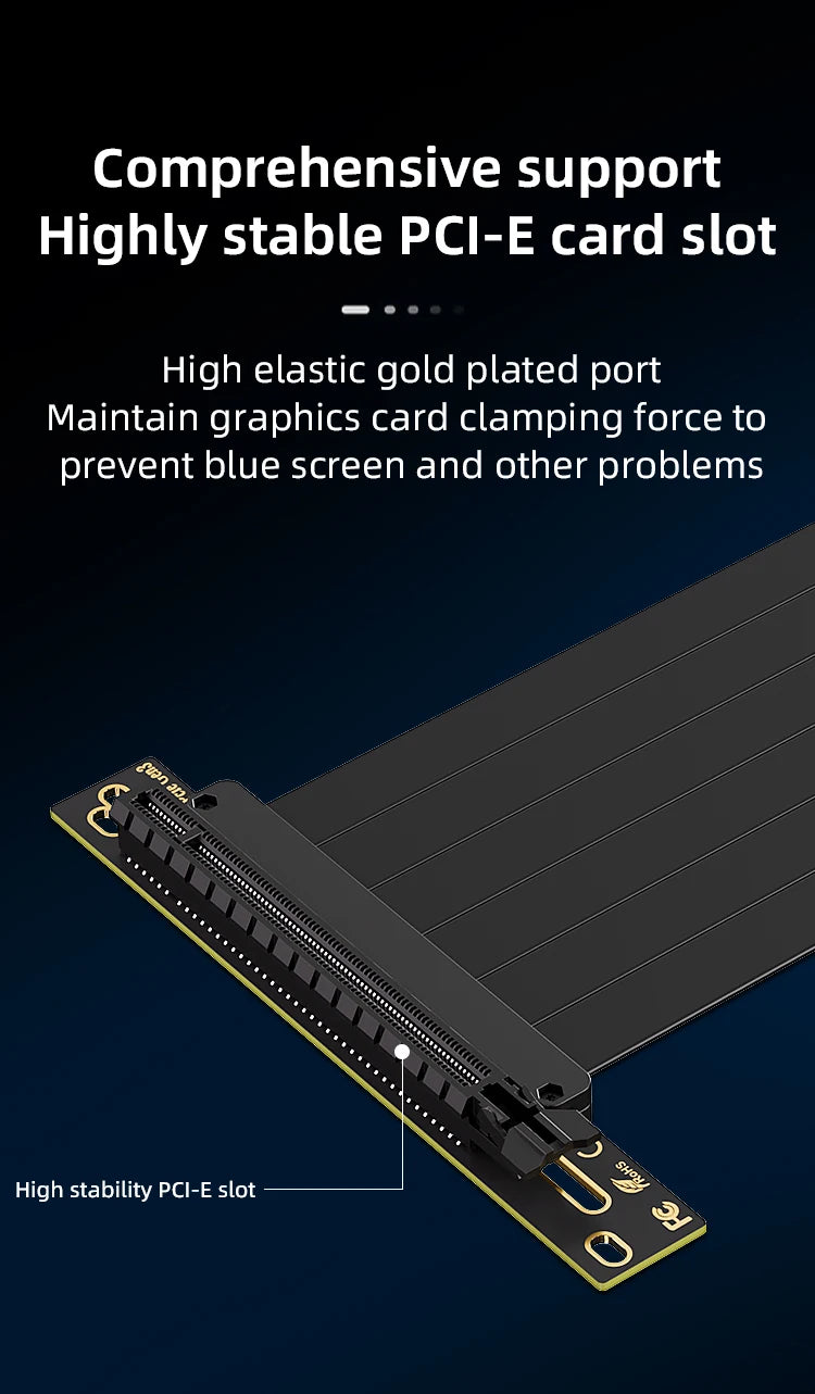 Teucer Vertical GPU Mounting Bracket PC Graphics Card Holder PCI-E 3.0/4.0 x16 Anti-interference Flexible 90° Extension Cable