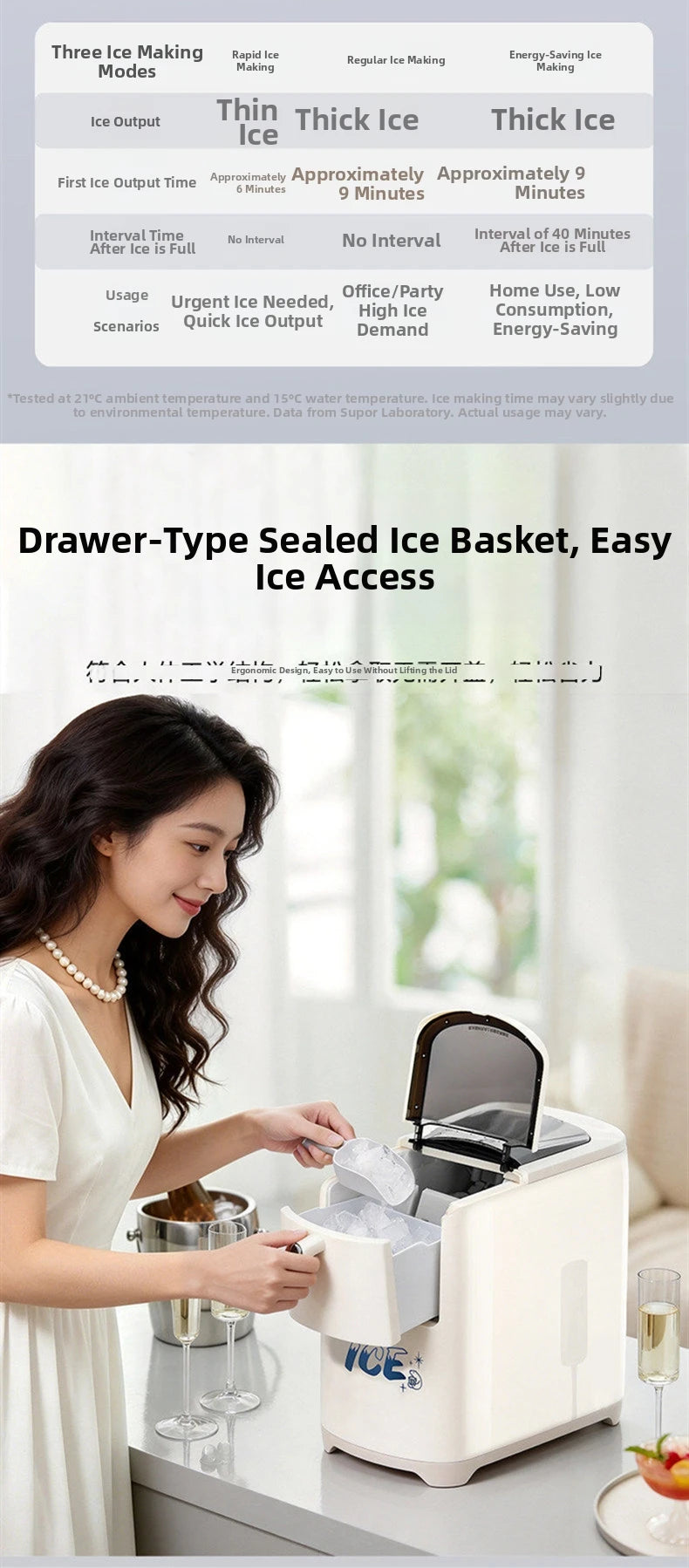 Mini Ice Maker Machine for Home Dorm Student, Portable Automatic Ice Maker with Small Power, Compact Countertop Ice Cube Maker,