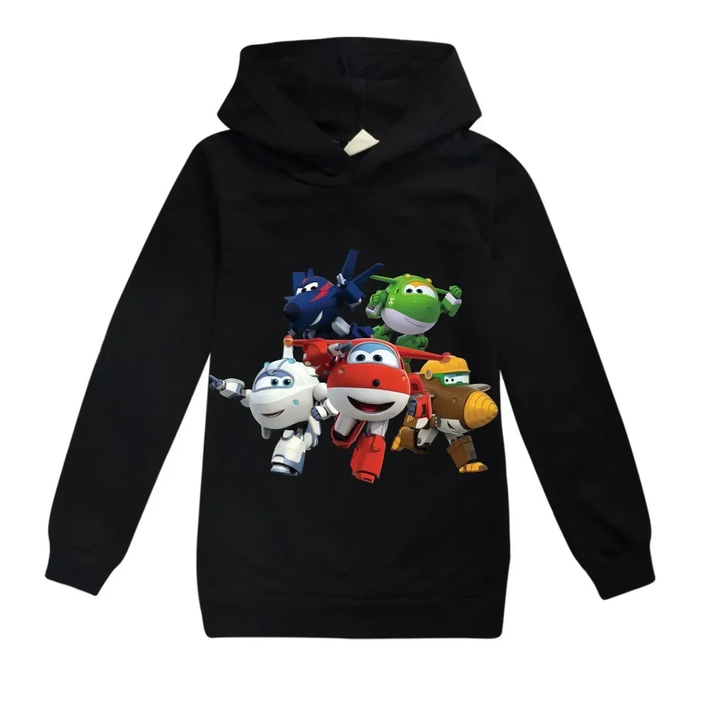 2-16Years Autumn Costumes Super Wings Hoodie Kids Clothes Boys Sweatshirts Cartoon Tops Toddler Girls Outfits Baby Boy Coats