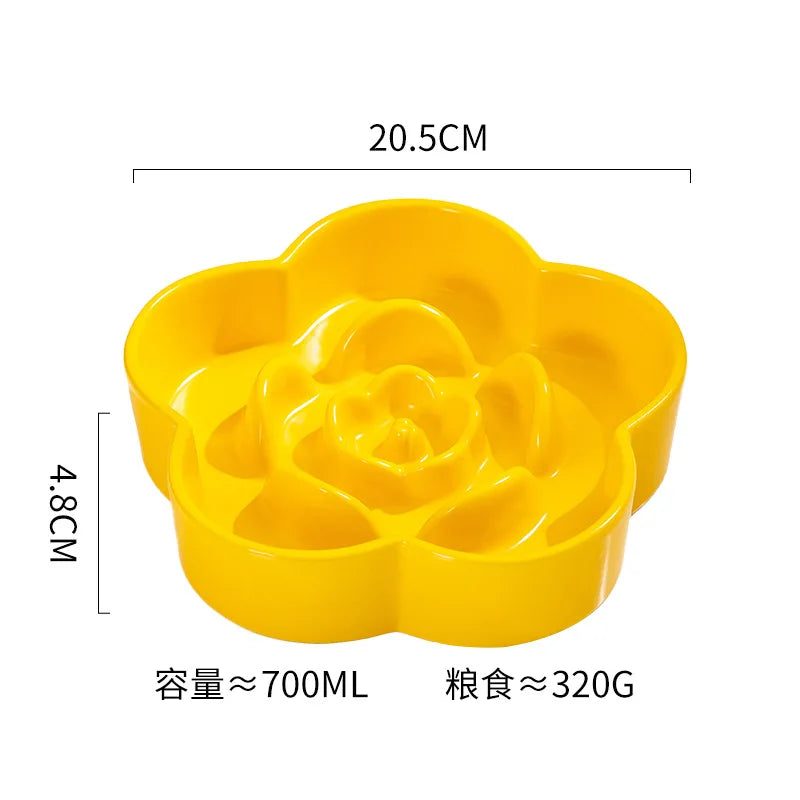 Ceramic Dog Slow Food Bowl Anti-choking Medium and Large Dog Food Basin Cat Bowl with Wooden Frame Pet Feeding Supplies With