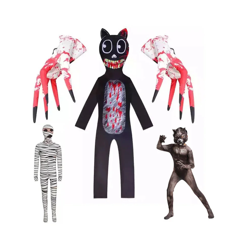 Halloween Costumes for Kids Siren Head Cosplay Bodysuit Boys Girls Anime Black Cat Character Fancy Dress Carnival Party Clothing