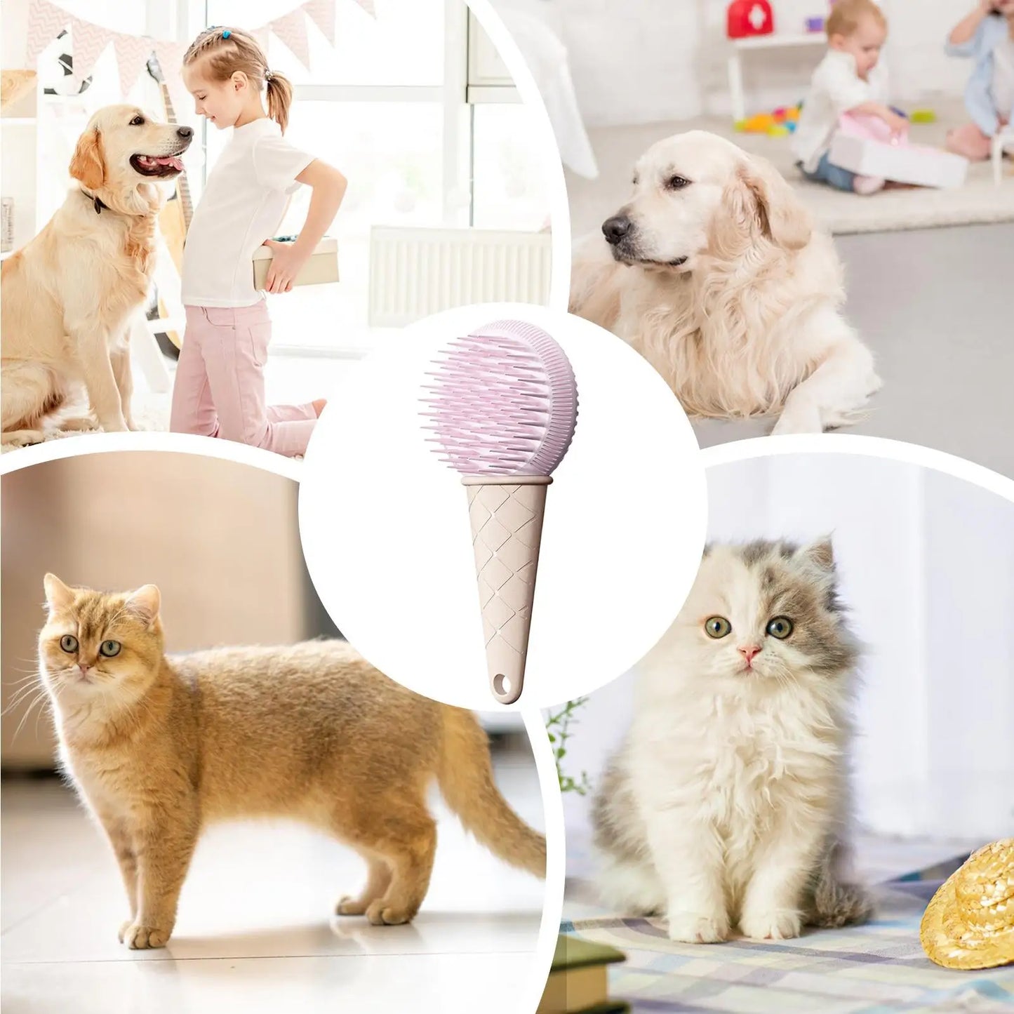 Dog Grooming Brush Animals Skin Massaging Soft Bristles Pet Cat Dog Hair Grooming Brush For Indoor Outdoor Long Short Coat Small