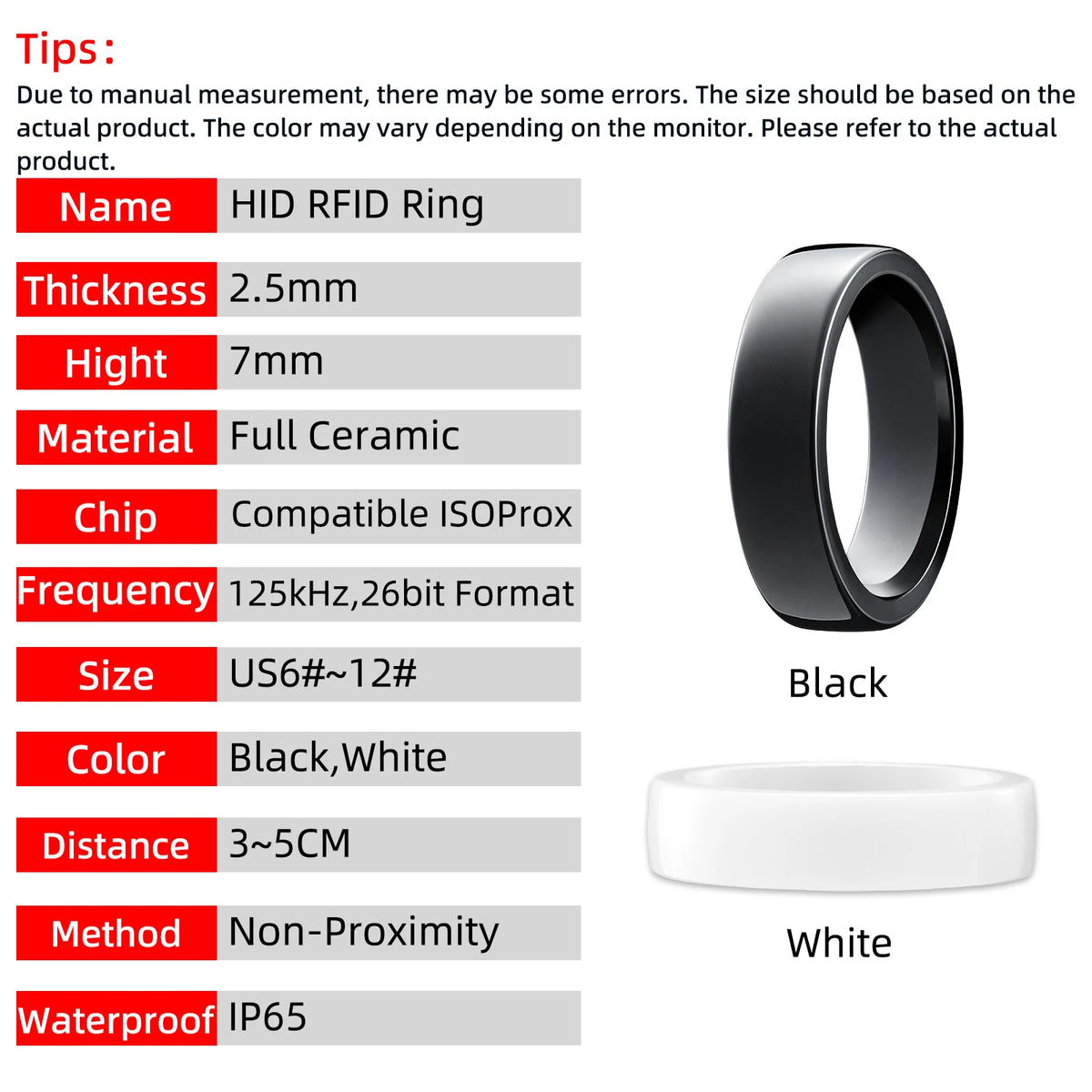 HID RFID Ring 125kHz ProxCard II for Access Control Cards Proximity Compatible with 1386 ISOProx II 26 bit H10301 Format