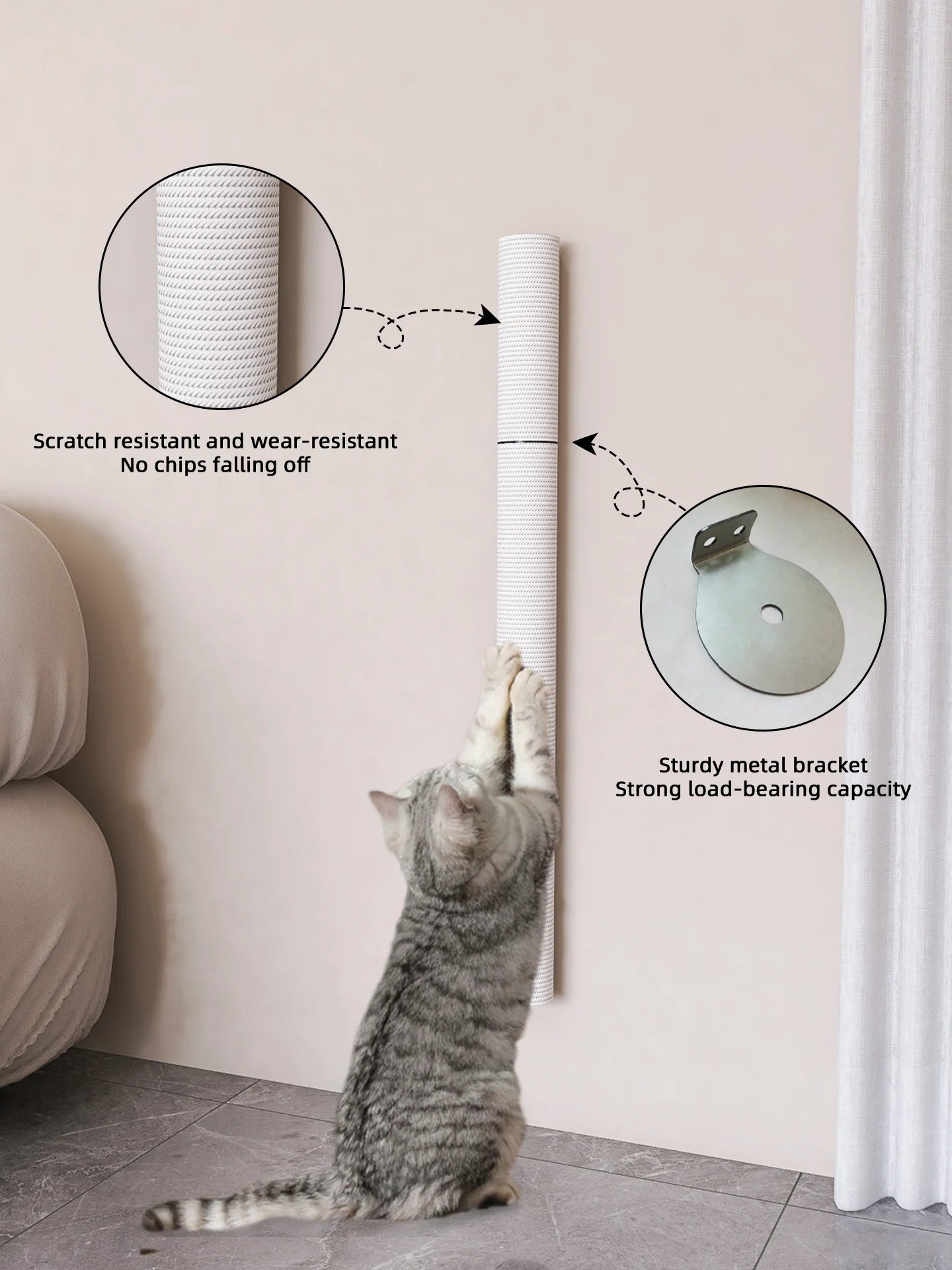Wall-Mounted Cat Scratching Post with Sisal Rope & Climbing Ladder – Interactive Play Toy for Indoor Cats of All Sizes