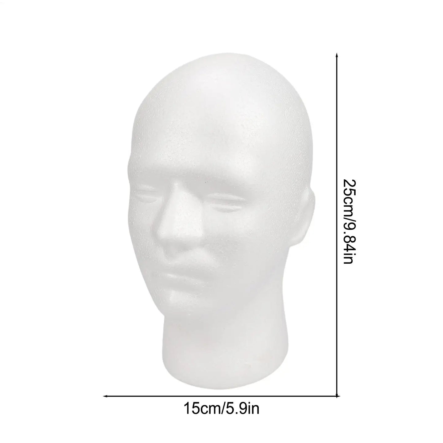 Male Mannequin Head Round Base Lightweight Foam Wigs Head Model and Display Hair, Hats and Hairpieces for Glasses Headset Wigs