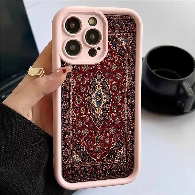 Vintage Pattern Bumper Phone Case For iPhone 17 16 15 14 13 12 11 Pro Max XS XR X 7 8 Plus 16E 17 Air 13 Mini Silicone TPU Cover